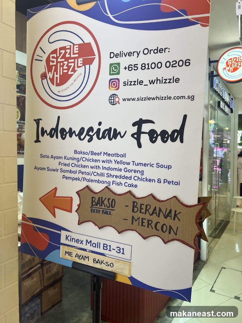 Sizzle Whizzle Indonesian Food Menu