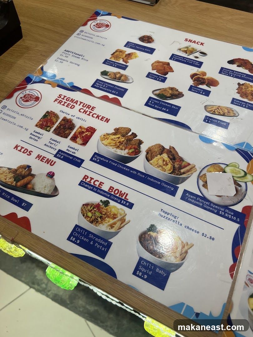 Sizzle Whizzle Menu