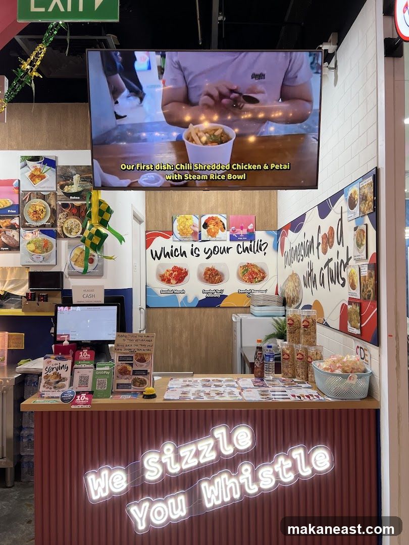 Food stall counter with menu and display