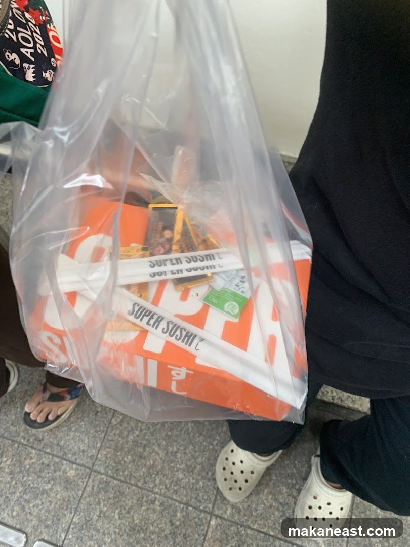 Takeout Bag with Sushi Items