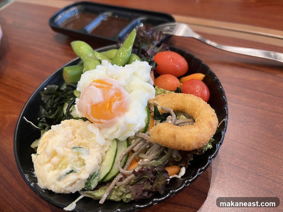 Salad with Poached Egg and Fried Ring