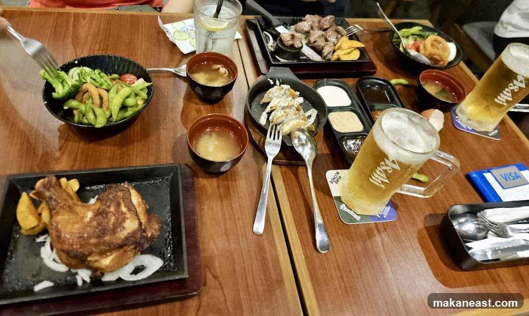 Table with food and drinks