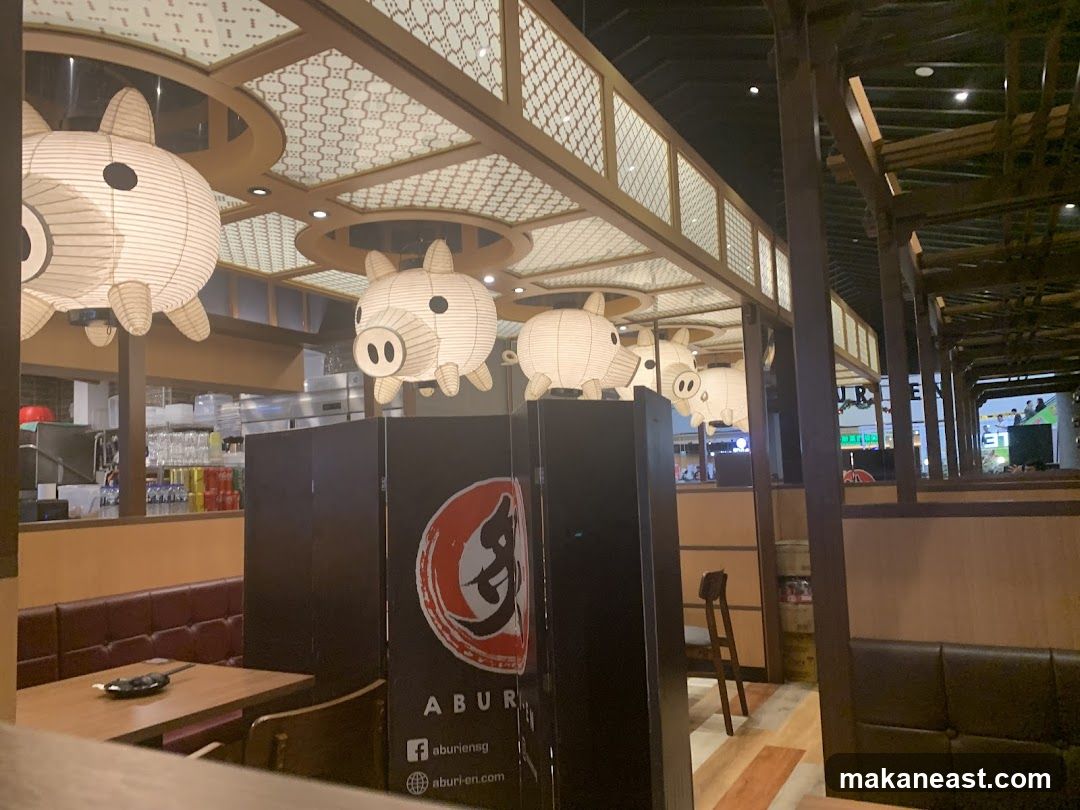 Restaurant Interior with Pig Lanterns