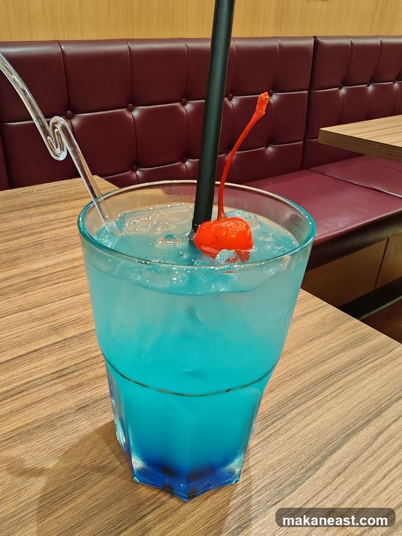 Blue Cocktail with Cherry