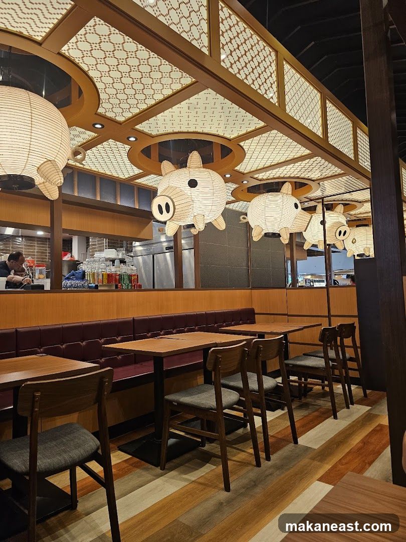 Restaurant Interior with Pig Lanterns