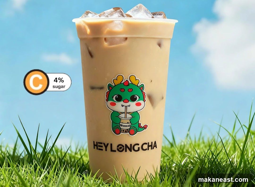 Iced Milk Tea with Dragon Sticker