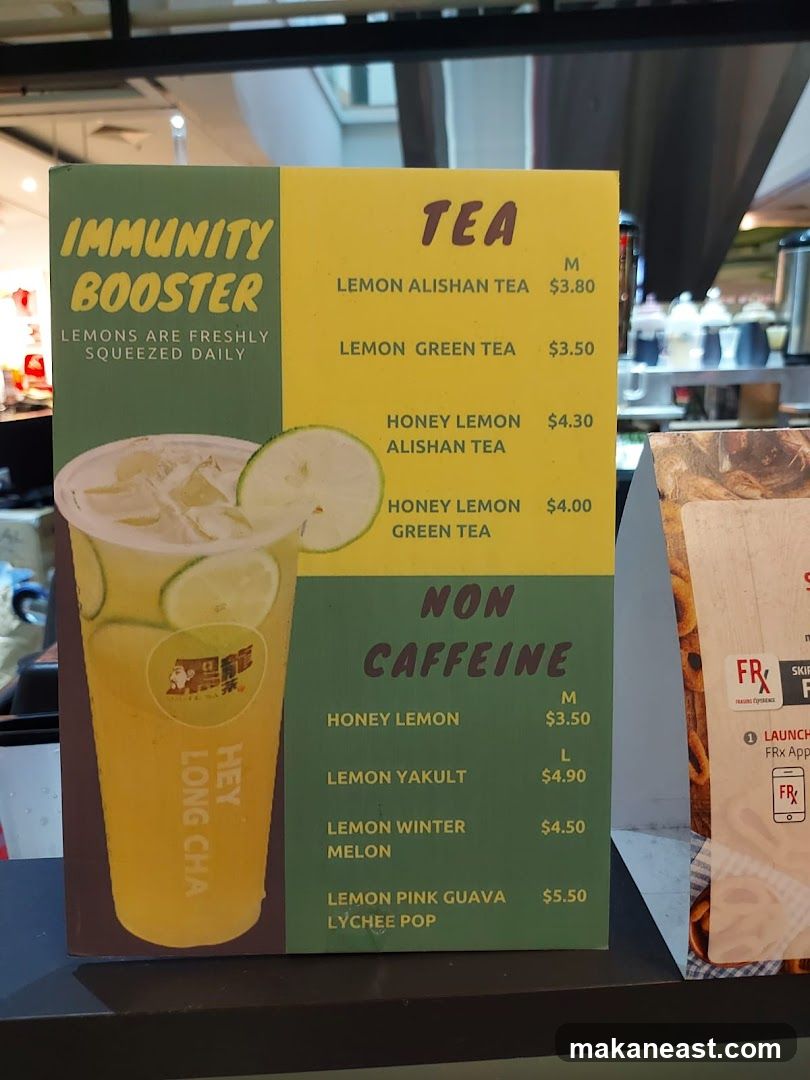 Tea and Non-Caffeine Drinks Menu