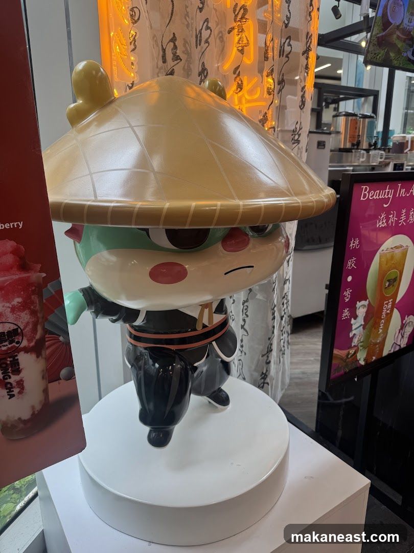 Character Statue and Drink Advertisement