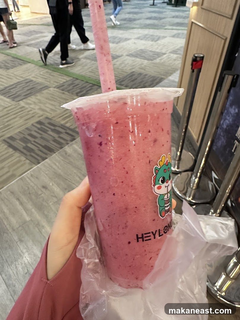 Pink Smoothie with Cartoon Dragon Sticker