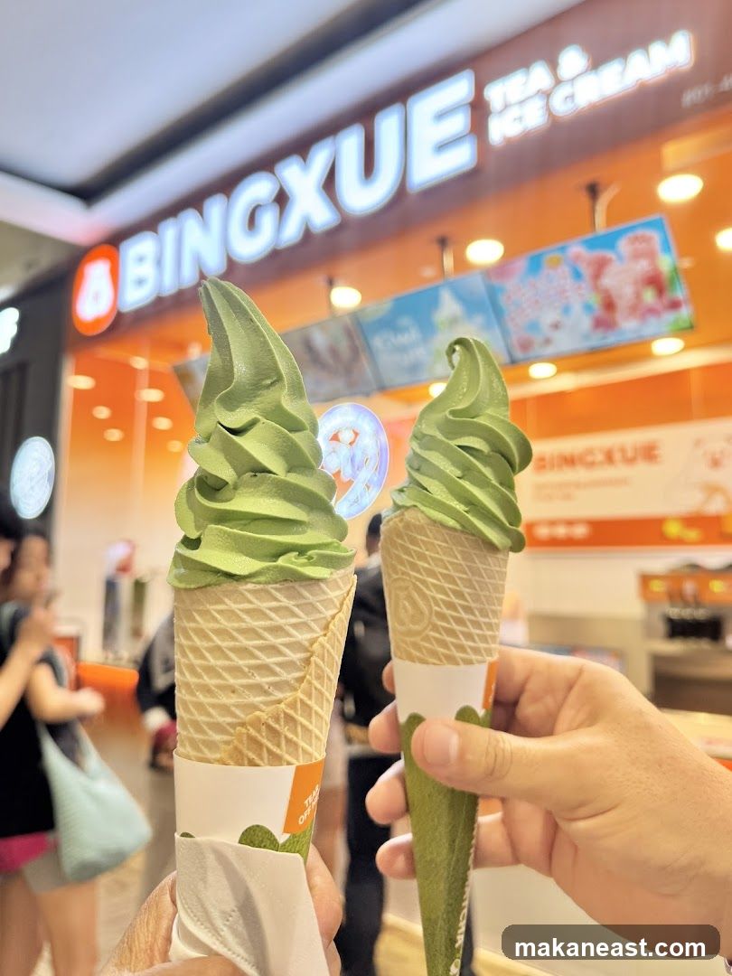 Two Matcha Ice Cream Cones