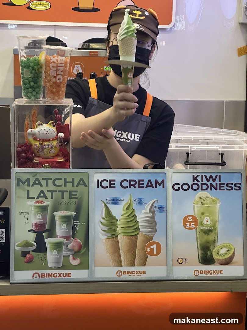 Ice Cream and Matcha Latte Menu
