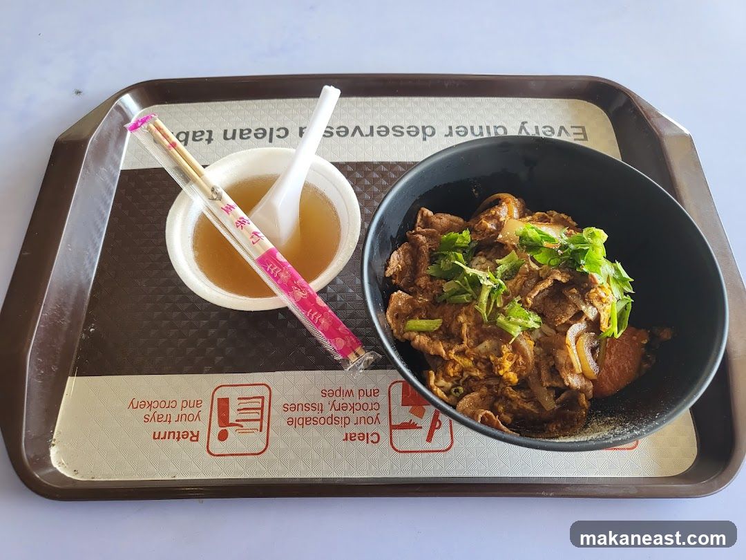 Beef and Egg Rice Bowl with Soup