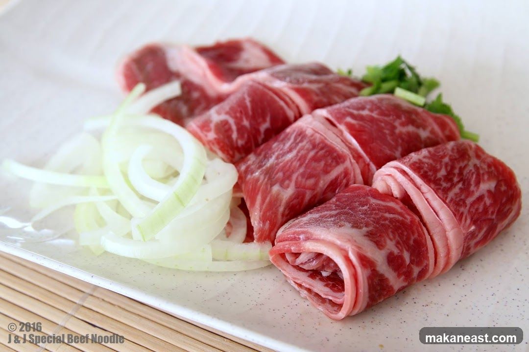 Raw Beef Slices with Onions