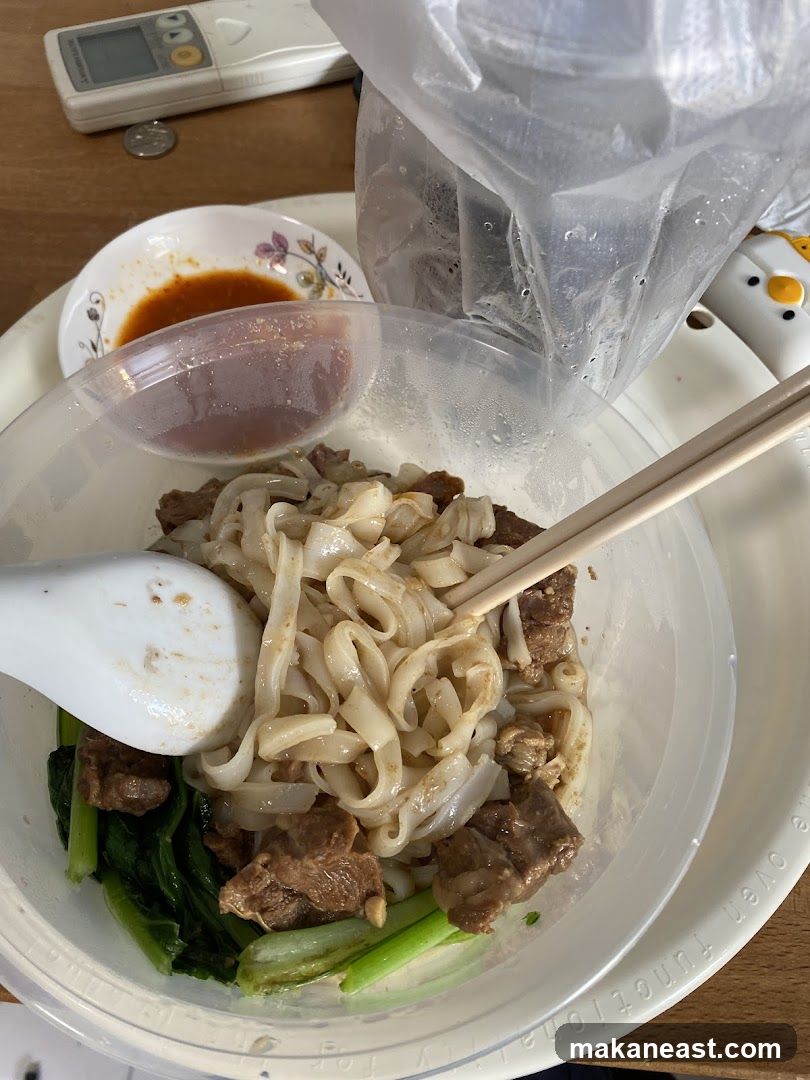 Noodle Dish with Beef and Greens
