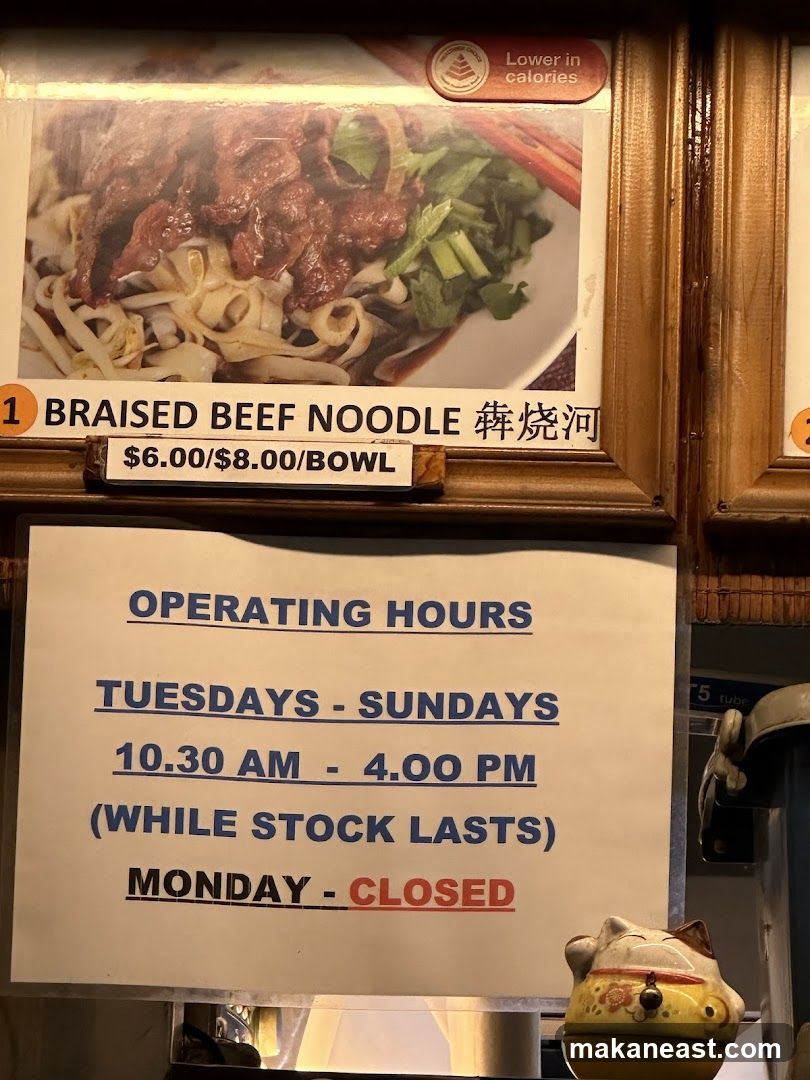 Menu Item and Operating Hours