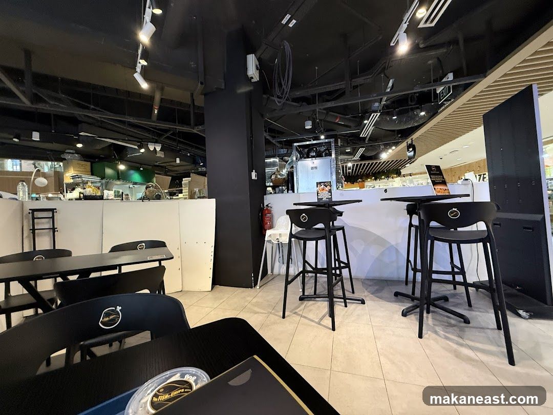 Restaurant Interior with High Tables and Chairs