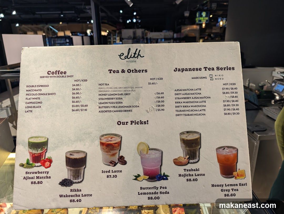Edith Patisserie Menu