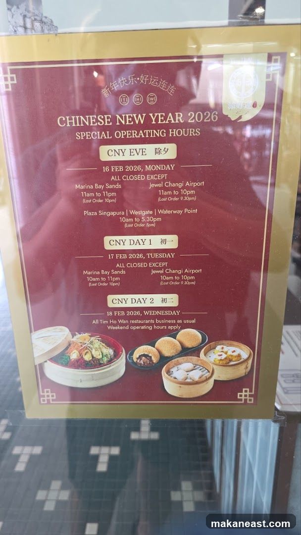 Chinese New Year 2026 Special Operating Hours