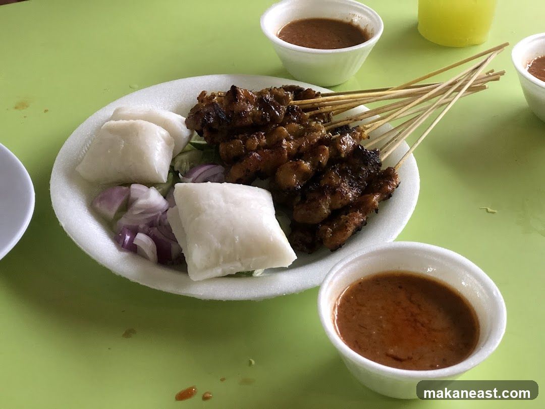 Chicken Satay with Rice Cakes and Peanut Sauce