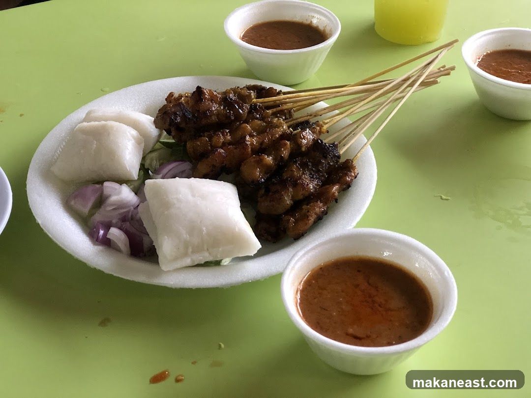Chicken Satay with Rice Cakes and Peanut Sauce