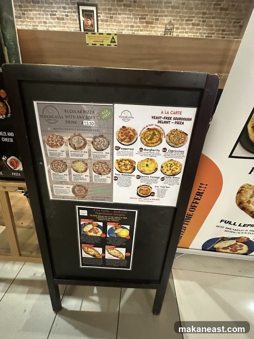 Yugoslavia Pizza Menu