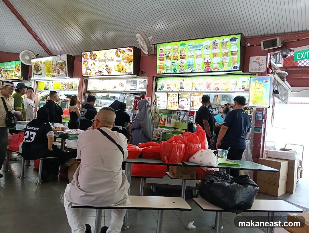 Food court stalls with customers