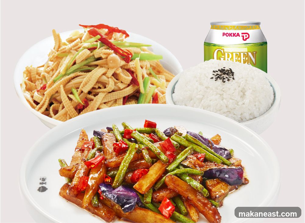 Asian Meal with Drink
