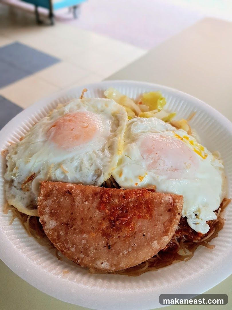 Fried Noodles with Eggs and Spam