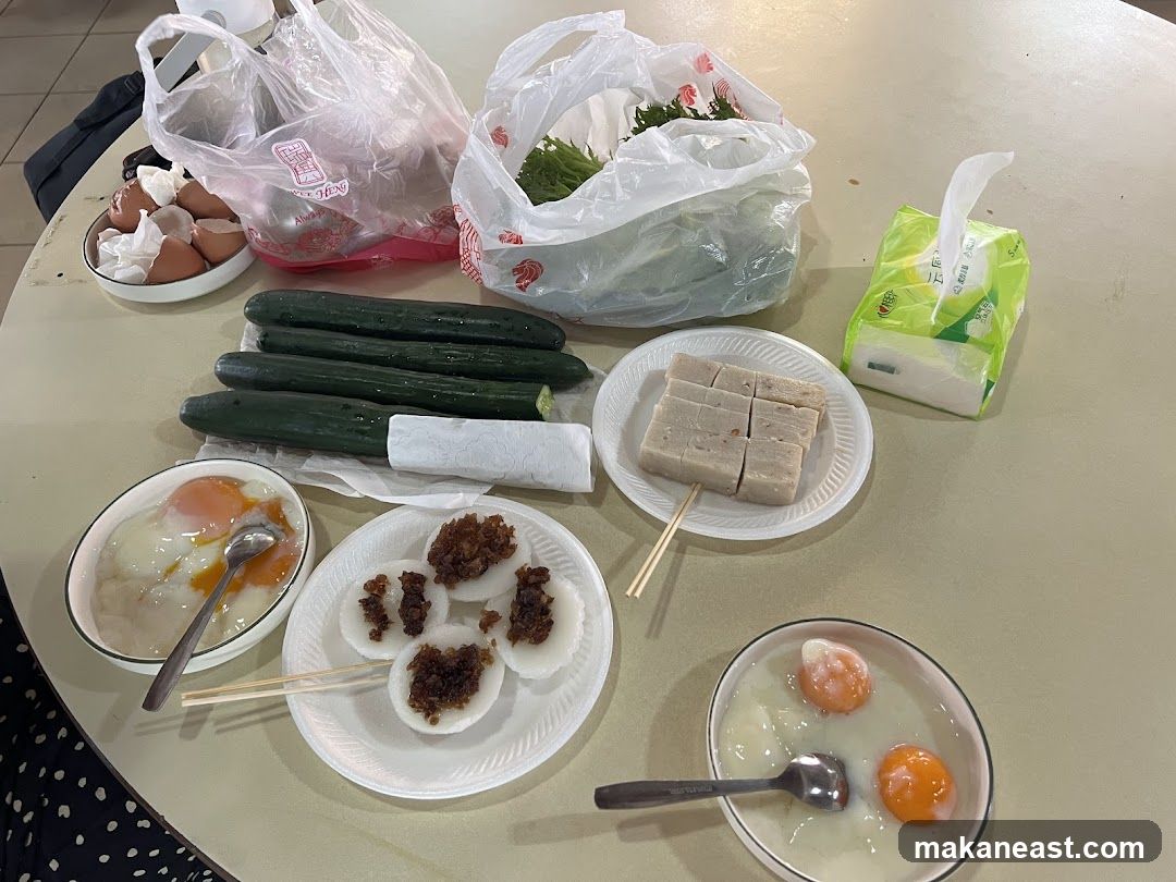 Table with food items