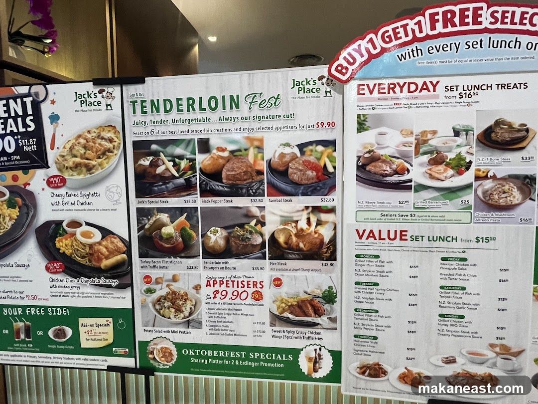 Jack's Place Menu
