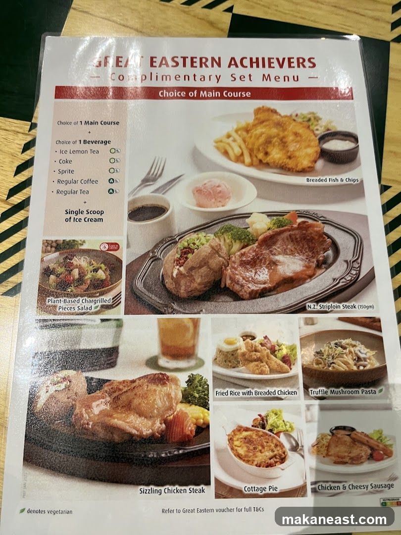 GREAT EASTERN ACHIEVERS Complimentary Set Menu