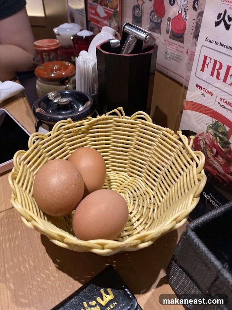 Table Setting with Eggs and Menu