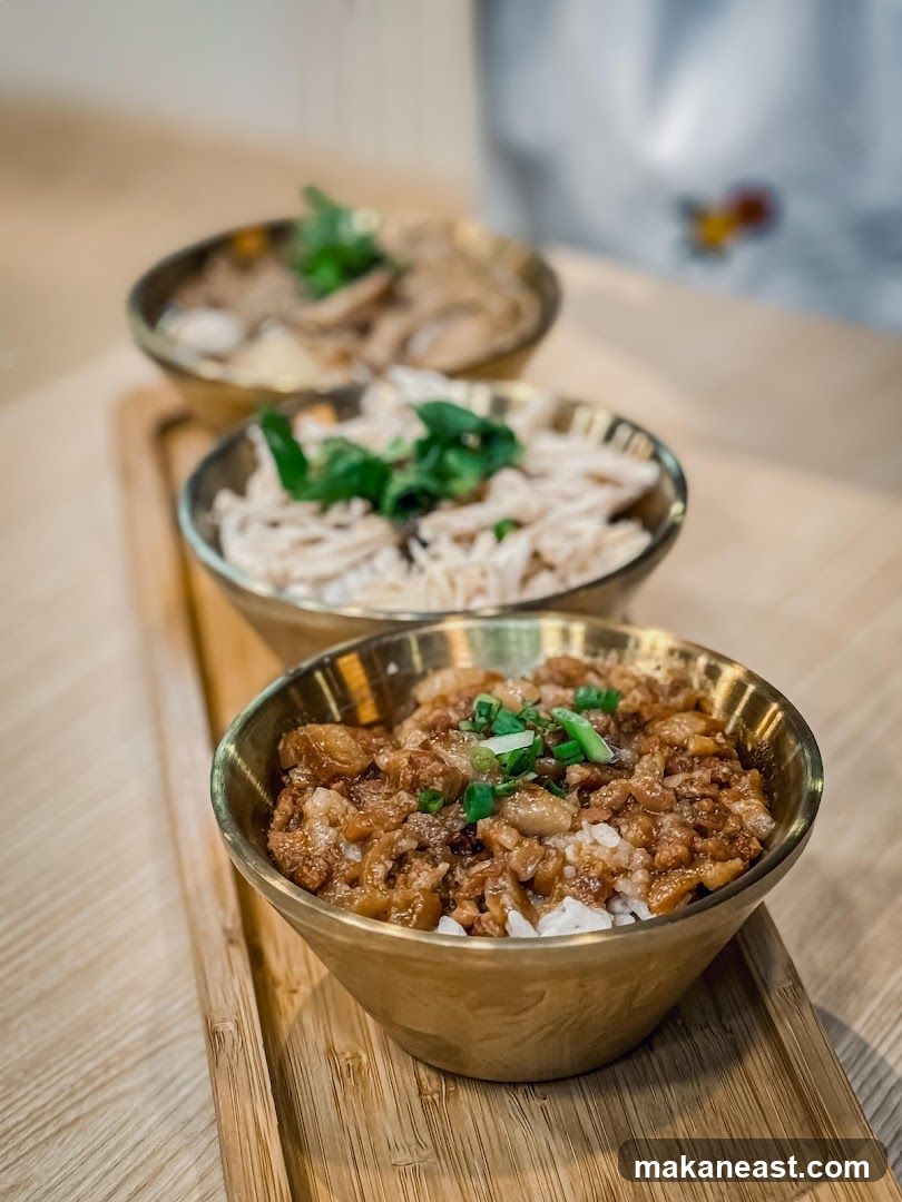 Three Bowls of Rice Dishes