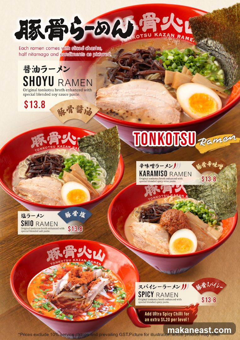 Tonkotsu Ramen Menu