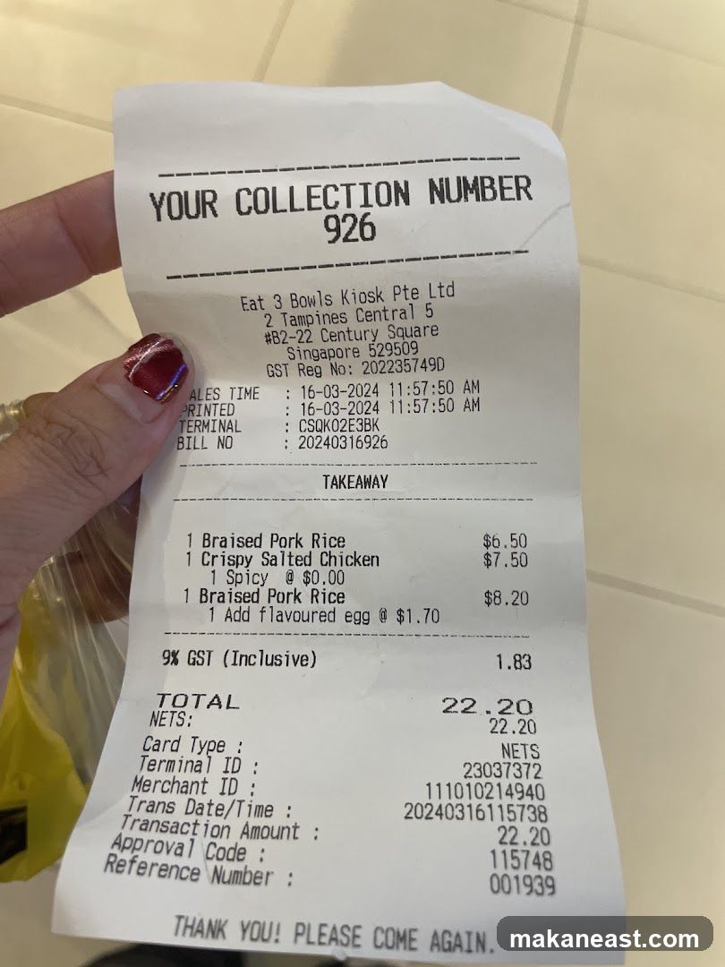 Receipt from Eat 3 Bowls Kiosk Pte Ltd
