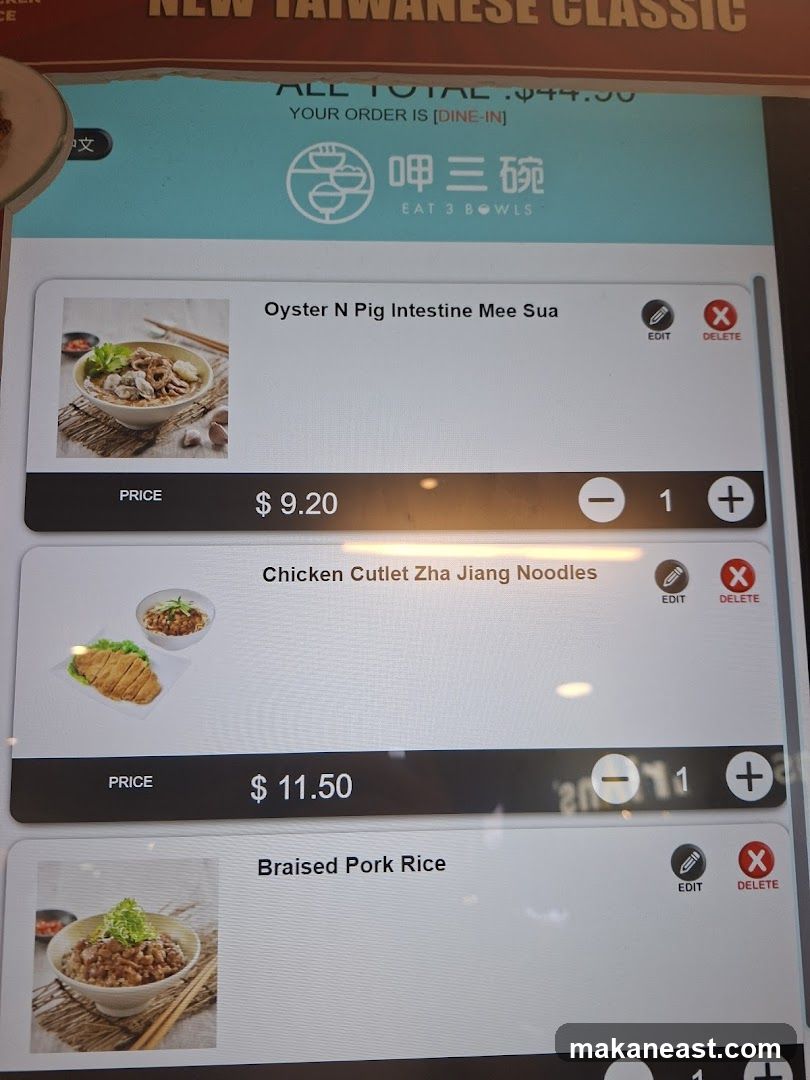 EAT 3 BOWLS Menu