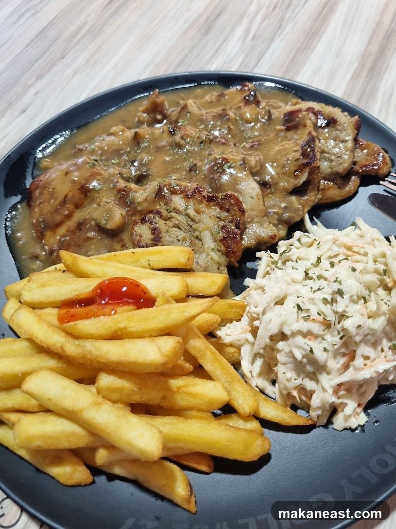 Pork Chop with Fries and Coleslaw