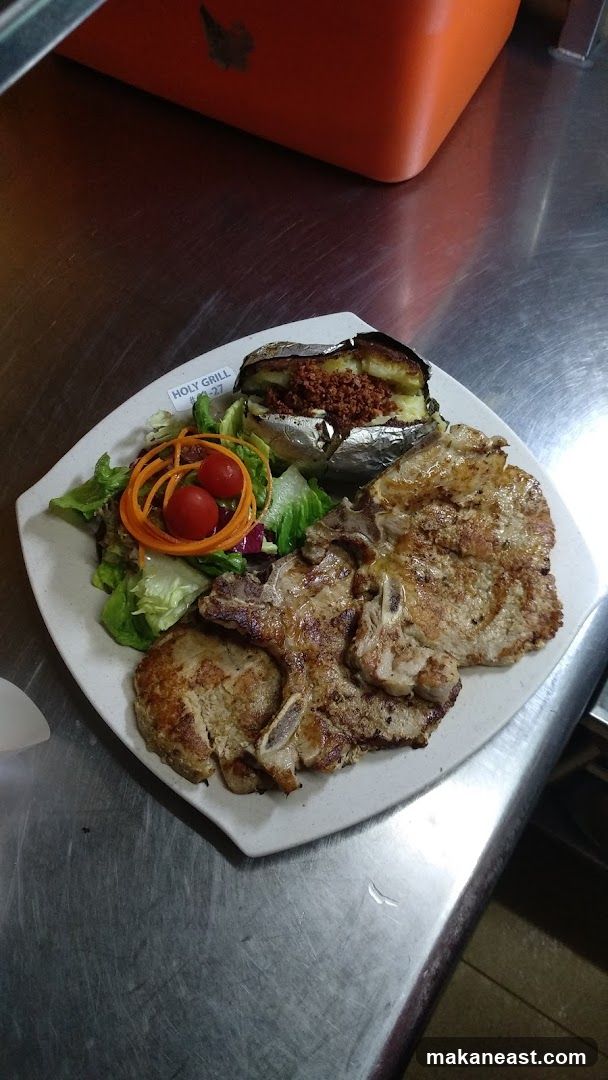 Pork Chops with Baked Potato and Salad