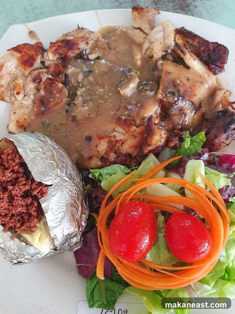 Grilled Chicken with Baked Potato and Salad