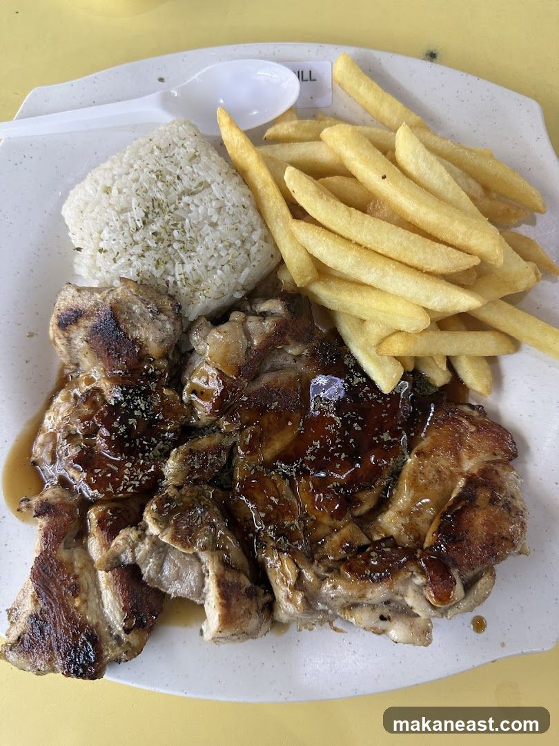 Grilled Chicken with Rice and Fries