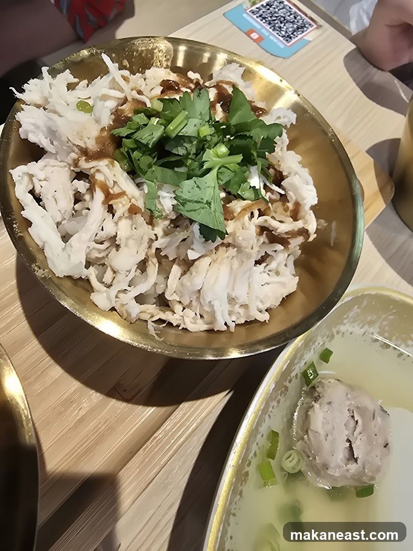 Shredded Chicken with Rice and Soup