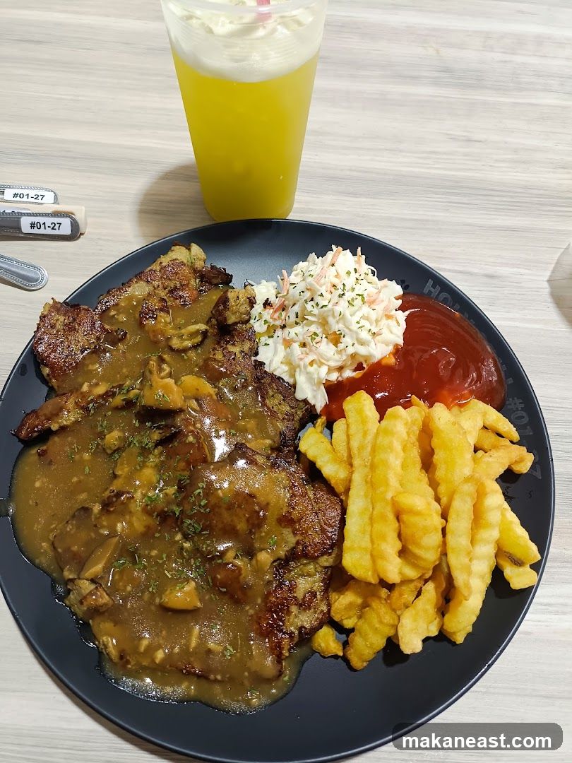 Steak Dinner with Fries and Coleslaw