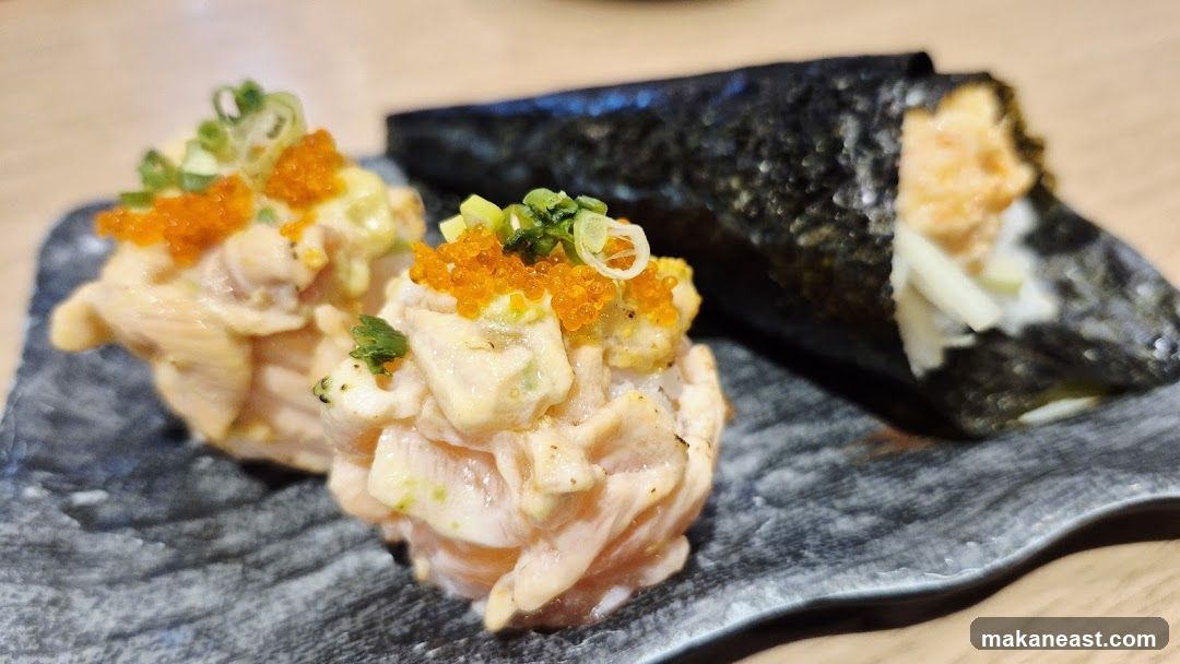 Spicy Salmon Sushi and Hand Roll