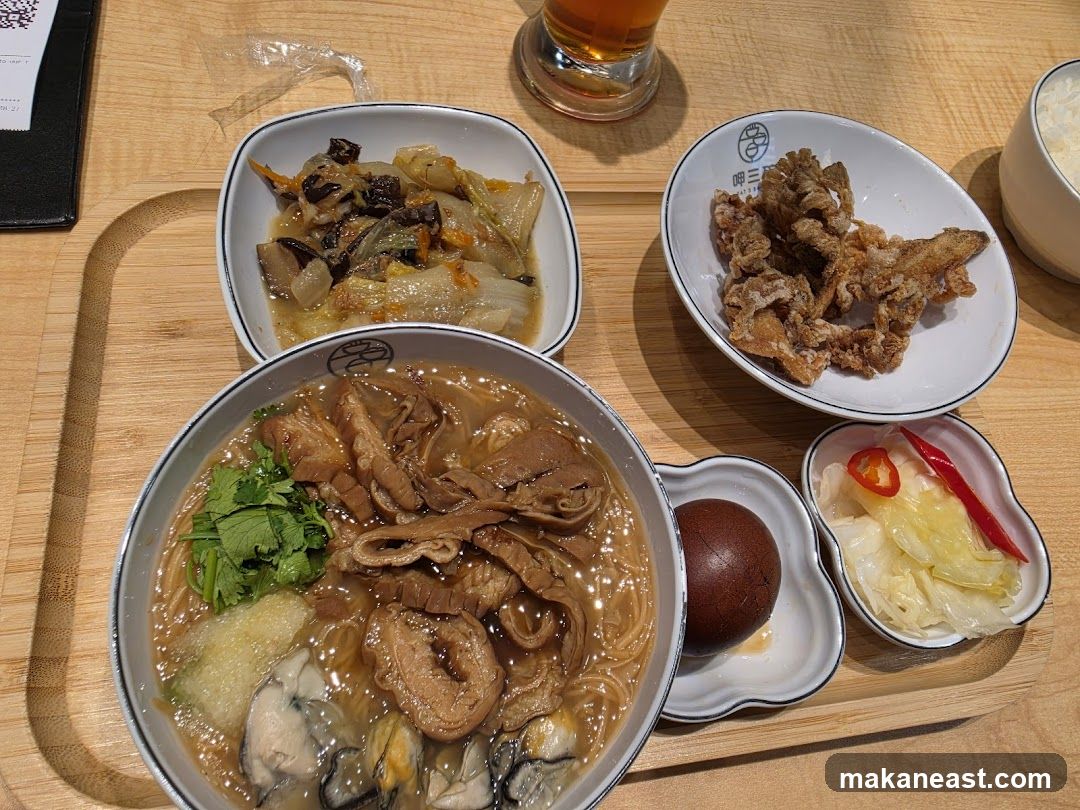 Meal with Noodles and Side Dishes