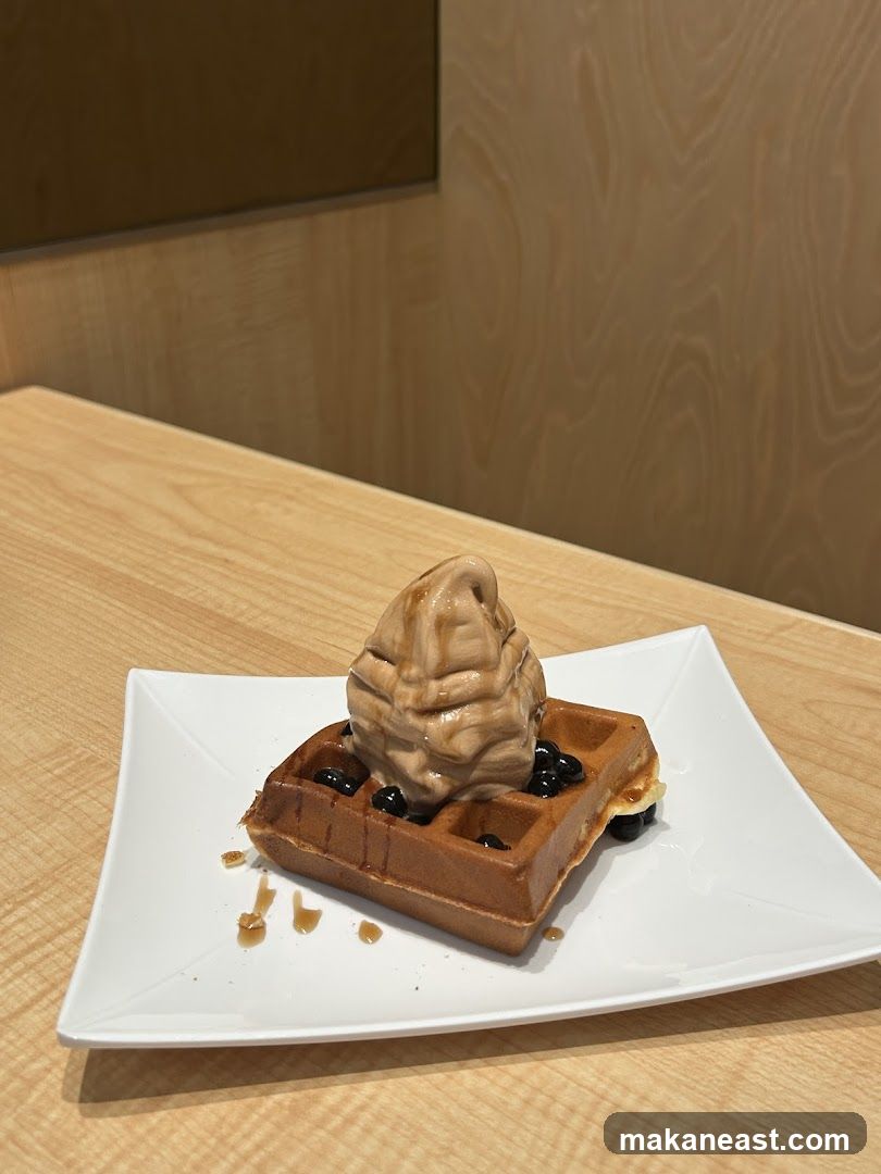 Waffle with Soft Serve and Boba