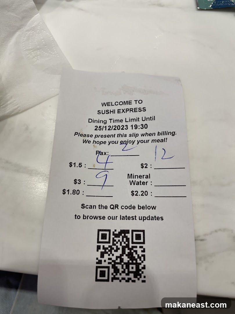 Sushi Express Receipt