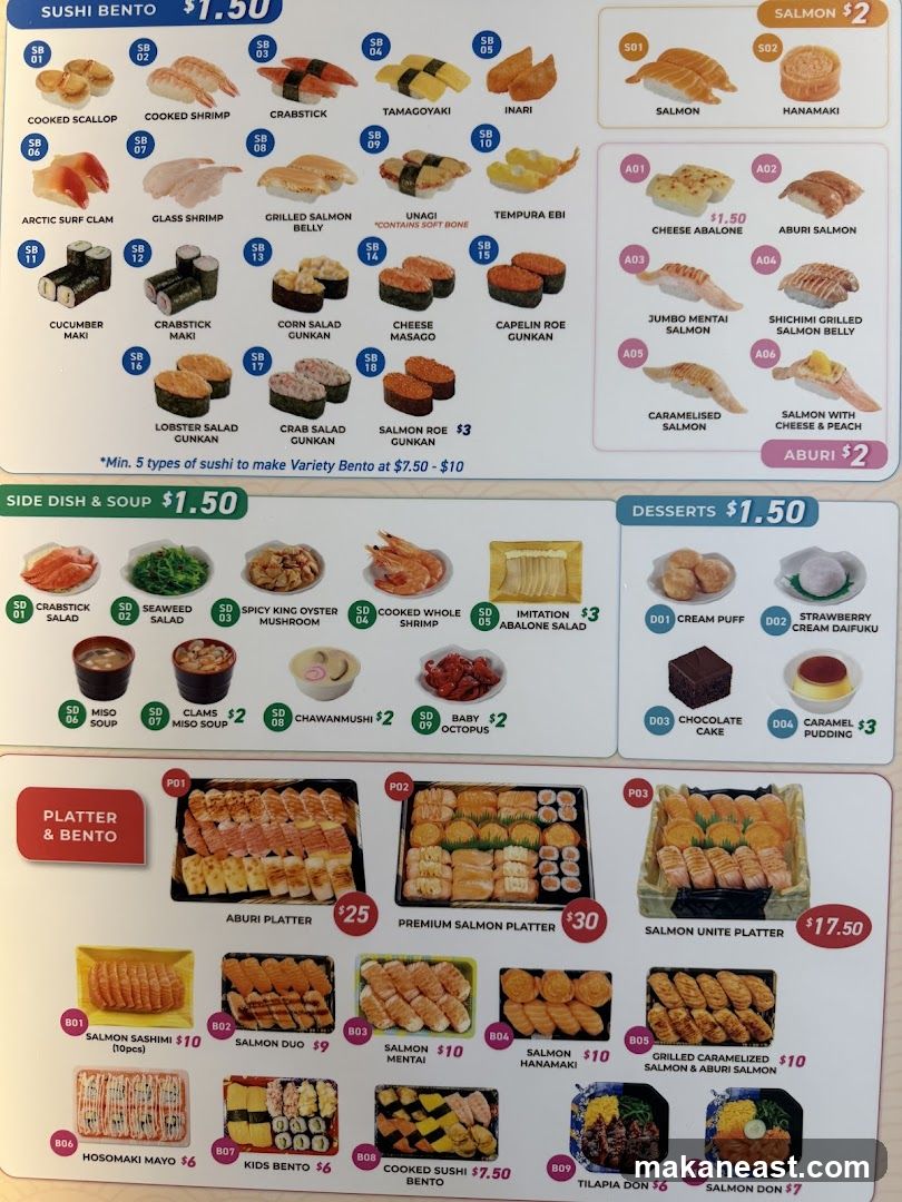Sushi Menu