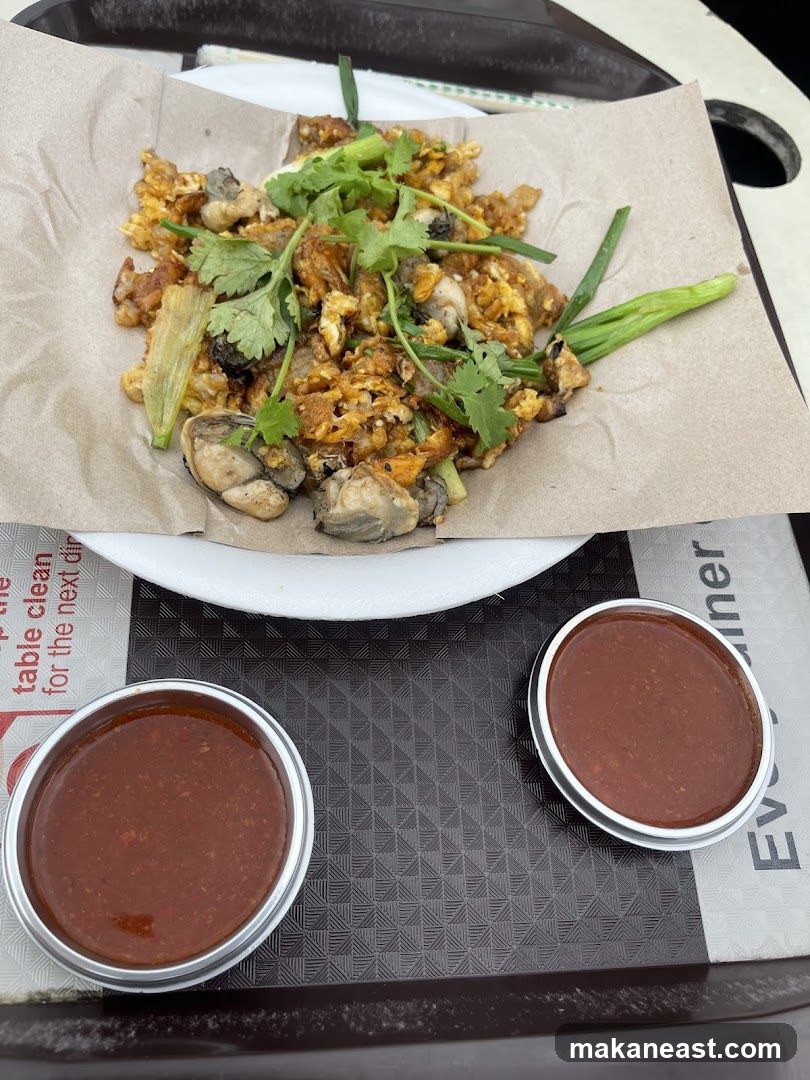 Oyster Omelette with Chili Sauce