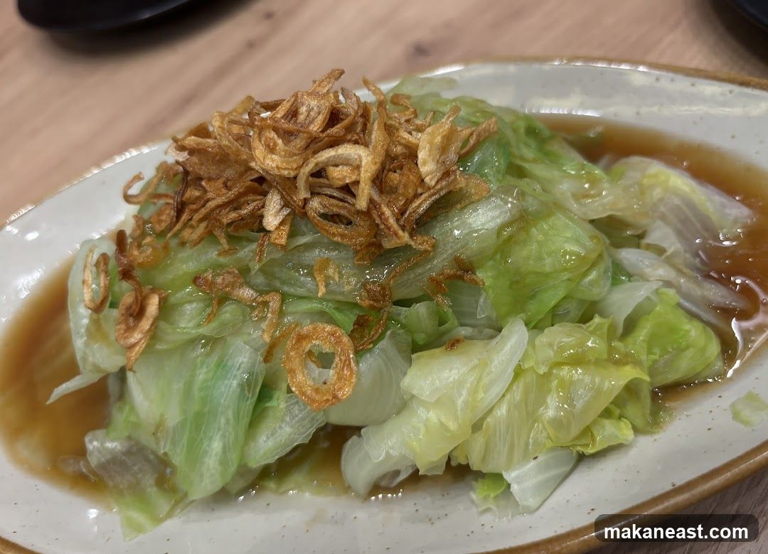 Braised Lettuce with Fried Shallots