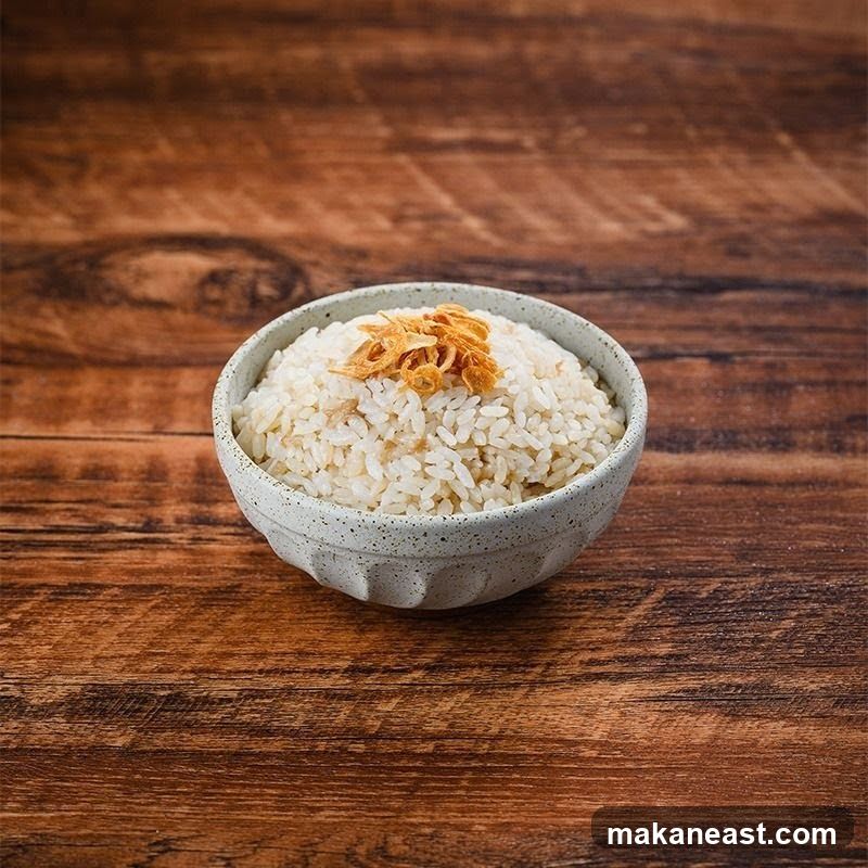 Bowl of Rice with Fried Shallots